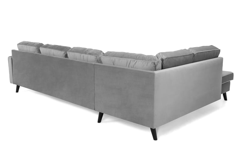 Monroe 4-seters Venstrevendt U-formet Sofa med Divan og Sjeselong i Fløyel - Lys grå - Møbler - Sofaer - Fløyel sofaer