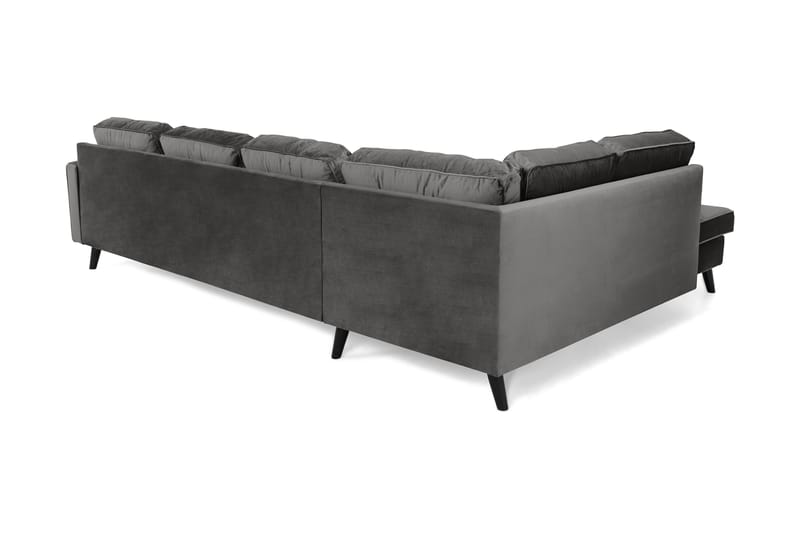 Monroe 4-seters Venstrevendt U-formet Sofa med Divan og Sjeselong i Fløyel - Mørk grå - Møbler - Sofaer - Fløyel sofaer