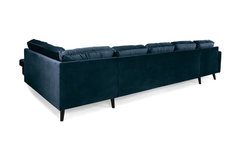 Monroe 6-seters Høyrevendt U-formet Large Sofa med Divan og Sjeselong i Fløyel - Blå - Møbler - Sofaer - Fløyel sofaer