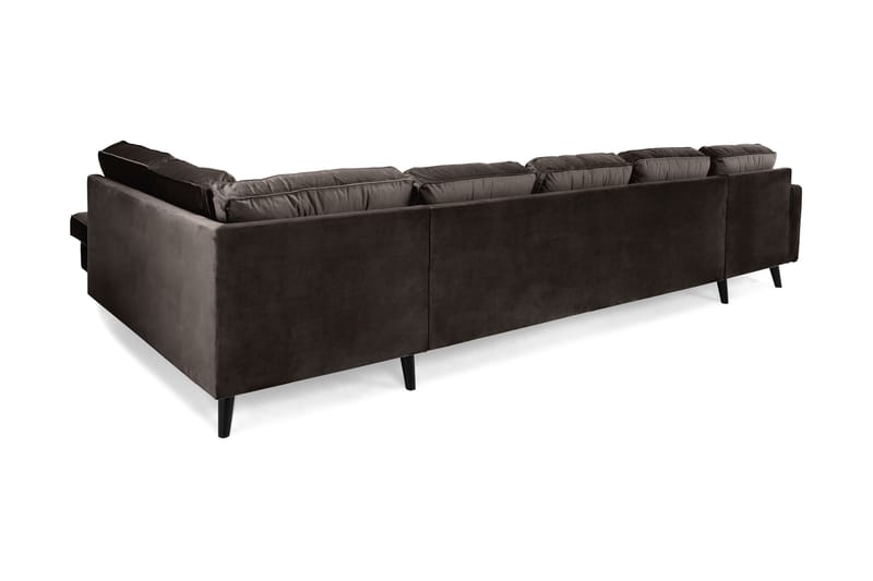 Monroe 6-seters Høyrevendt U-formet Large Sofa med Divan og Sjeselong i Fløyel - Brun - Møbler - Sofaer - Fløyel sofaer