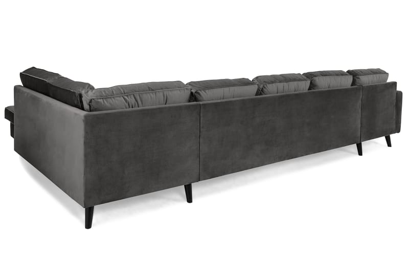 Monroe 6-seters Høyrevendt U-formet Large Sofa med Divan og Sjeselong i Fløyel - Mørk grå - Møbler - Sofaer - Fløyel sofaer