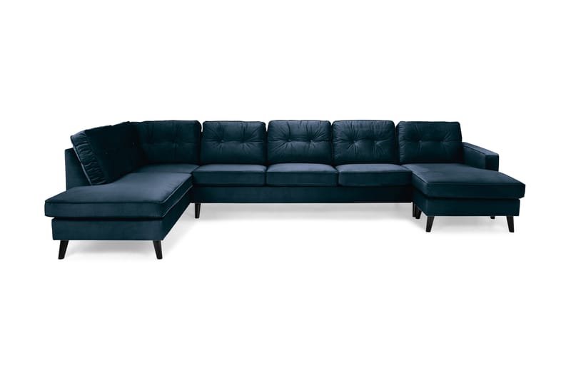 Monroe 6-seters Venstrevendt U-formet Large Sofa med Divan og Sjeselong i Fløyel - Blå - Møbler - Sofaer - Fløyel sofaer