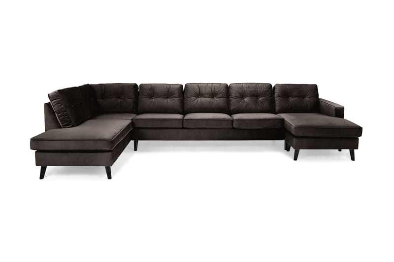 Monroe 6-seters Venstrevendt U-formet Large Sofa med Divan og Sjeselong i Fløyel - Brun - Møbler - Sofaer - Fløyel sofaer