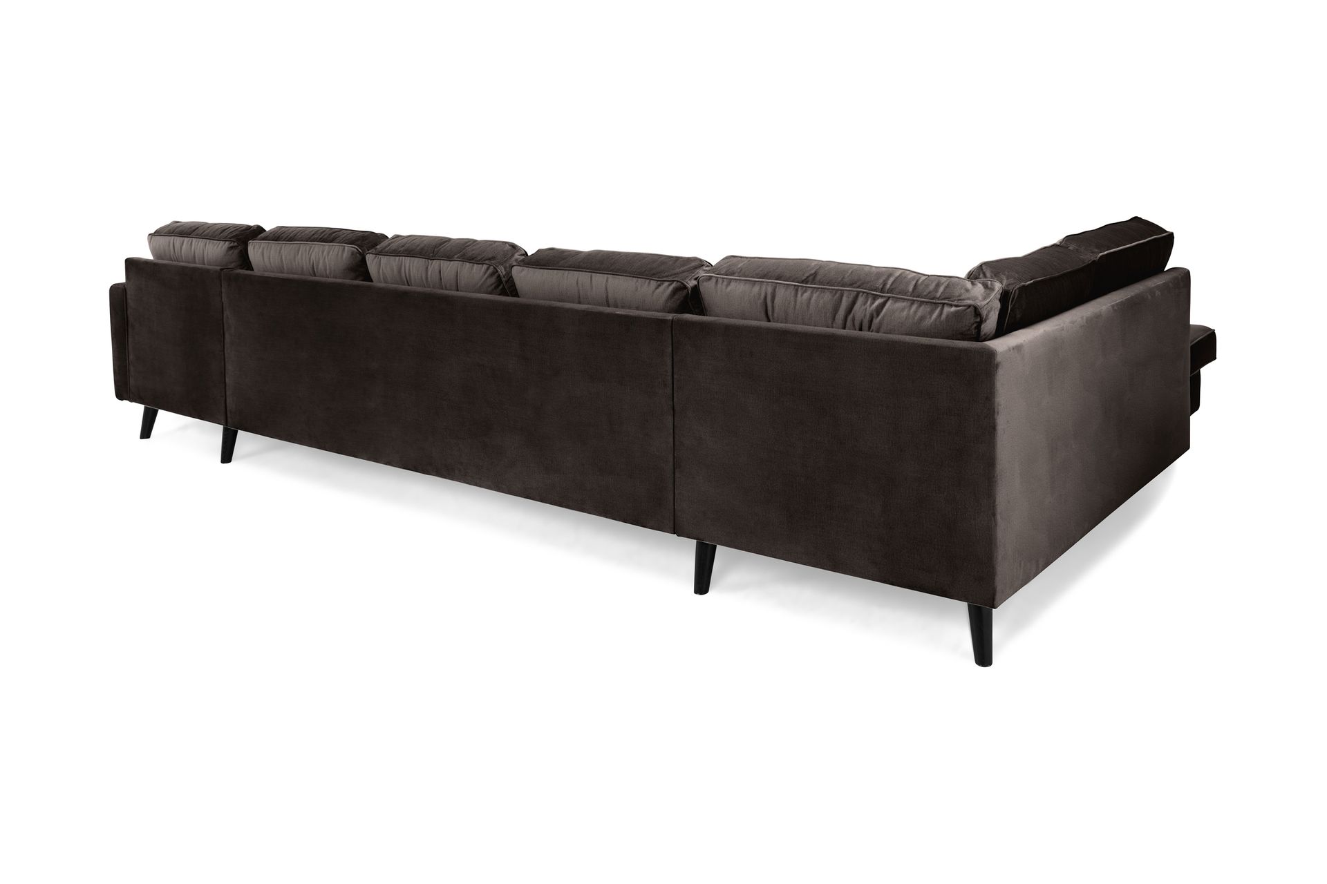 Monroe 6-seters Venstrevendt U-formet Large Sofa med Divan og Sjeselong i Fløyel - Brun - Møbler - Sofaer - Fløyel sofaer