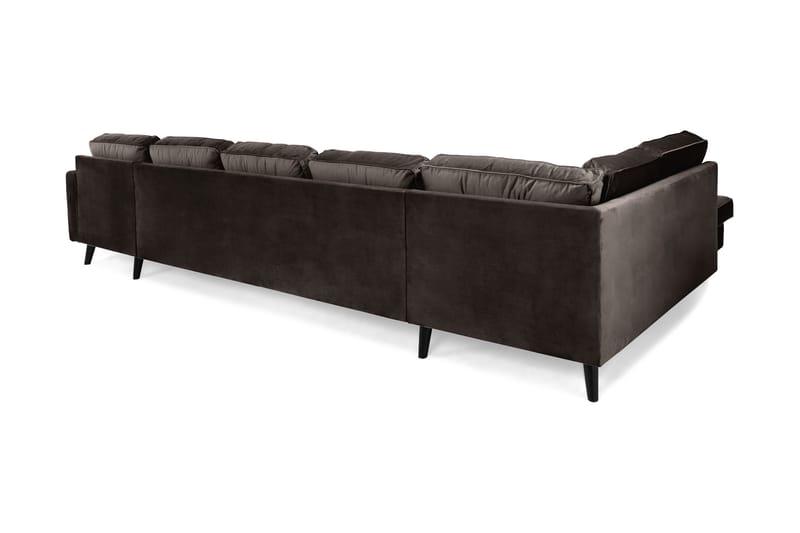 Monroe 6-seters Venstrevendt U-formet Large Sofa med Divan og Sjeselong i Fløyel - Brun - Møbler - Sofaer - Fløyel sofaer
