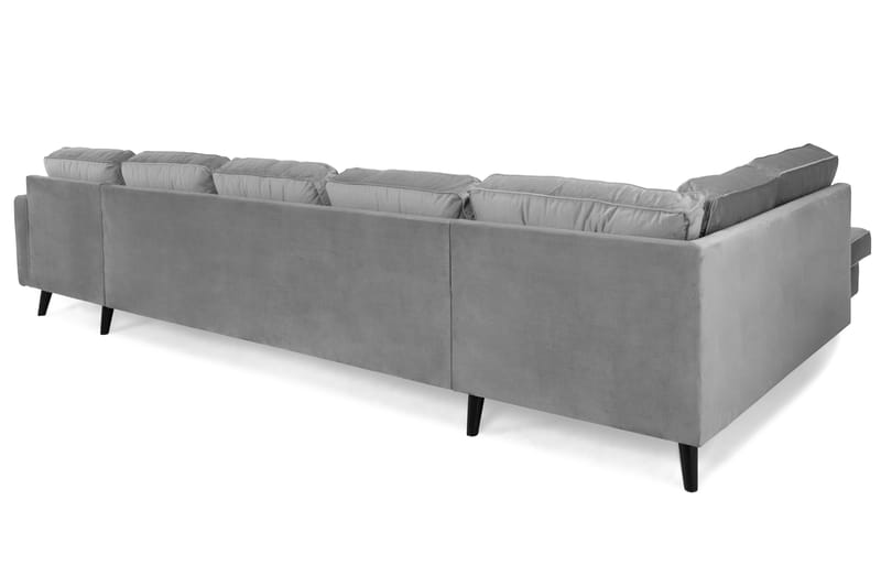 Monroe 6-seters Venstrevendt U-formet Large Sofa med Divan og Sjeselong i Fløyel - Lys grå - Møbler - Sofaer - Fløyel sofaer