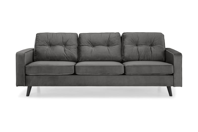 Monroe Fløyelssofa 3-seter - Mørkegrå - Fløyel sofaer - Sofa 3 seter