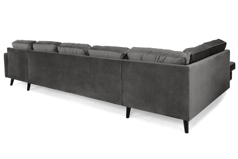Monroe U-sofa Large med Divan Høyre Fløyel - Mørkegrå - U-sofa - Fløyel sofaer