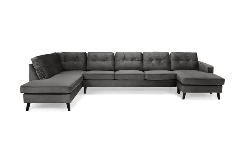 Monroe U-sofa Large med Divan Høyre Fløyel - Mørkegrå - U-sofa - Fløyel sofaer