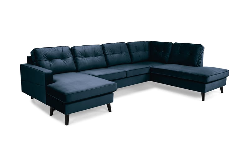 Monroe U-sofa med Divan Venstre Fløyel - Midnattsblå - U-sofa - Fløyel sofaer