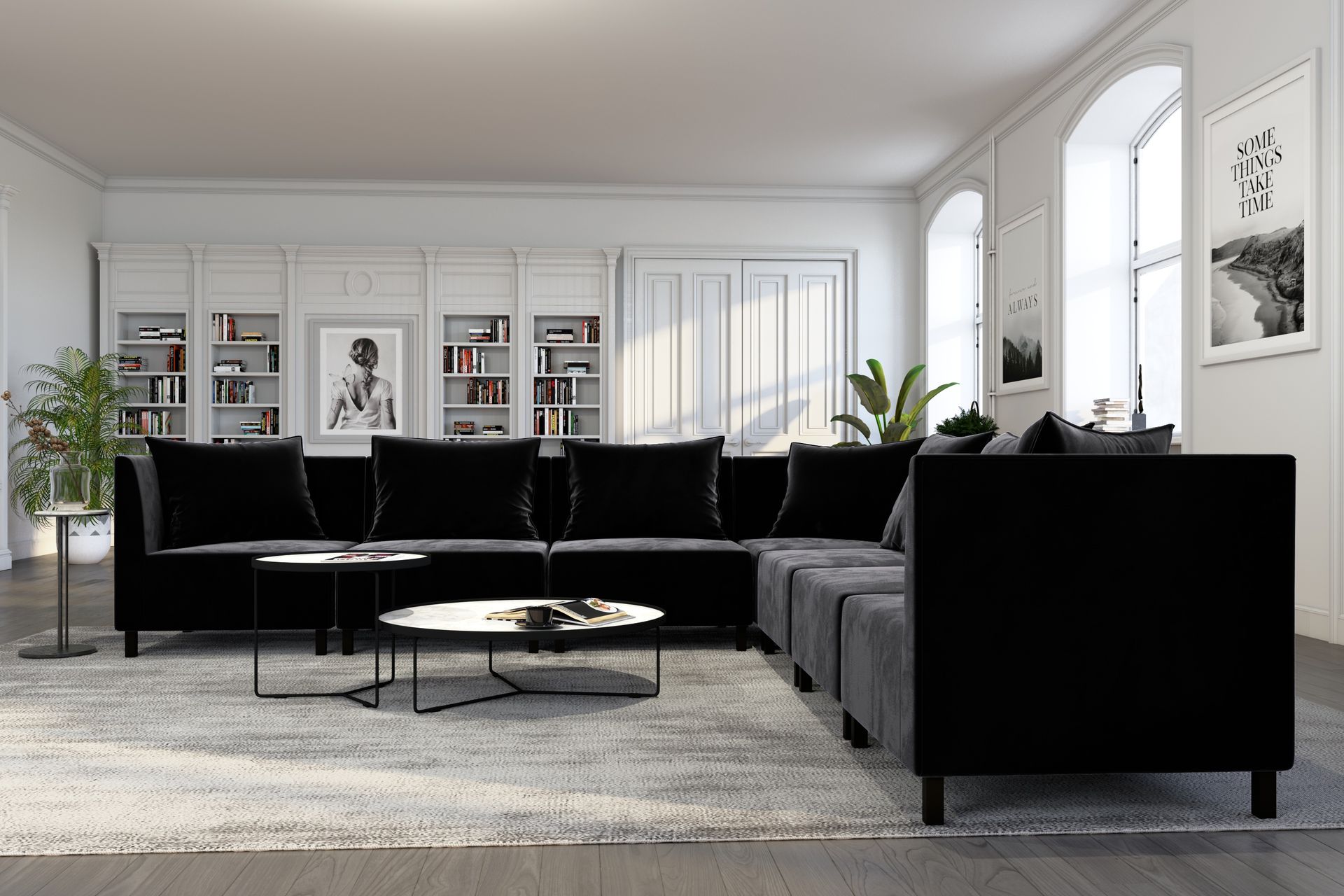 Noelia Modulhjørnesofa Vendbar Fløyel - Svart - Møbler - Sofaer - Fløyel sofaer