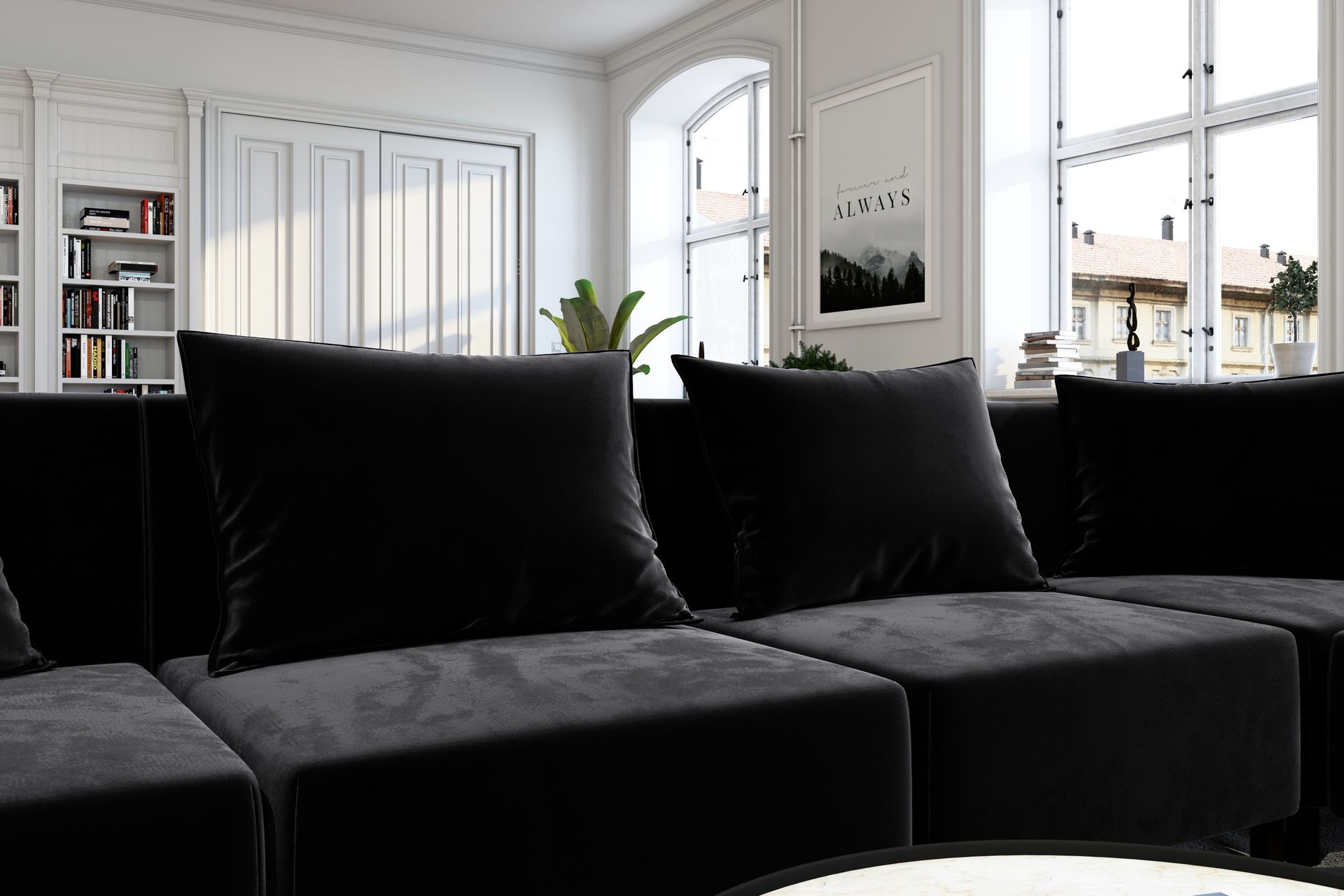 Noelia Modulhjørnesofa Vendbar Fløyel - Svart - Møbler - Sofaer - Fløyel sofaer