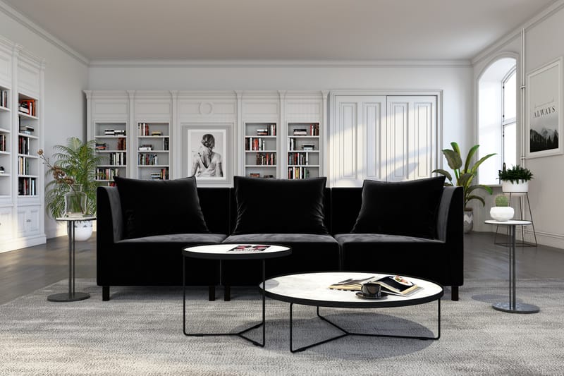 Noelia Modulsofa 3-seter Fløyel - Svart - Møbler - Sofaer - Fløyel sofaer