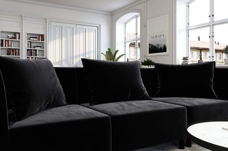 Noelia Modulsofa 3-seter Fløyel - Svart - Møbler - Sofaer - Fløyel sofaer