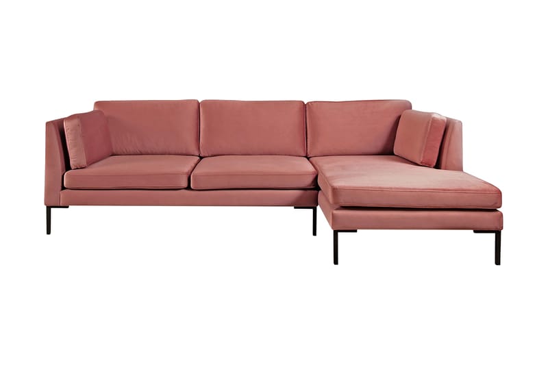 Ocean 3-seter Hjørnesovesofa Høyre med Sjeselong i Fløyel, Rosa