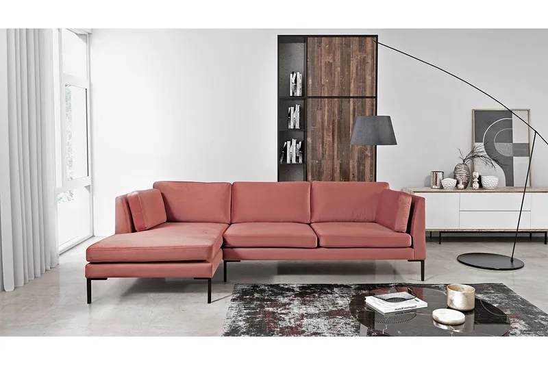 Ocean Hjørnesofa Høyre - Rosa - Møbler - Sofaer - Fløyel sofaer