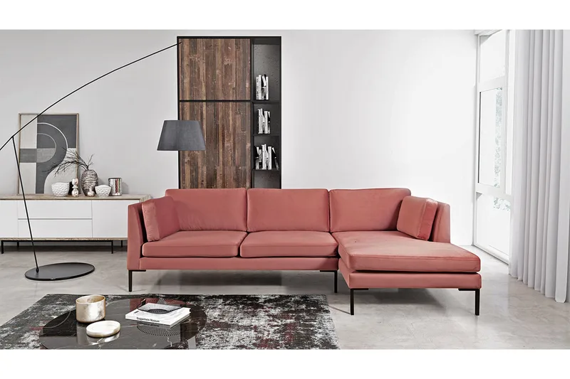 Ocean Hjørnesofa Venstre - Rosa - Møbler - Sofaer - Fløyel sofaer