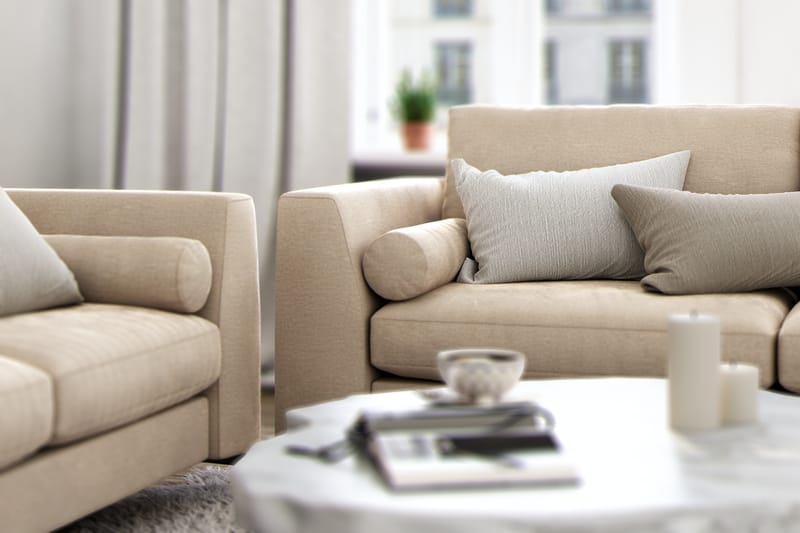 Ocean Lyx 3-seter Sofa - Beige/Fløyel - Fløyel sofaer - 2 seter sofa