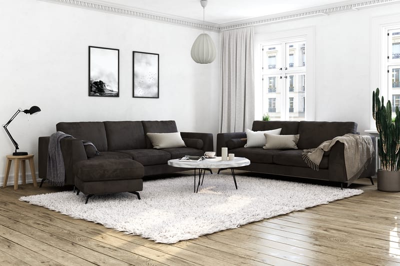 Ocean Lyx 3-seters Fløyelssofa - Mørk grå - Møbler - Sofaer - Fløyel sofaer