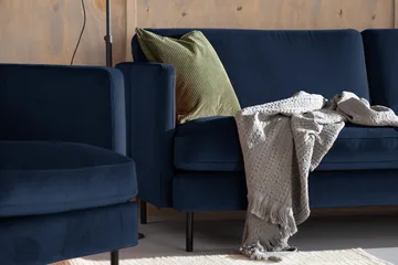 Teodin Fløyelssofa 3-seters - Blå - Møbler - Sofaer - Fløyel sofaer