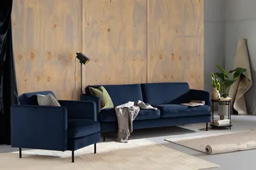 Teodin Fløyelssofa 3-seters - Blå - Møbler - Sofaer - Fløyel sofaer