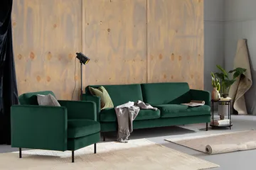 Teodin Fløyelssofa 3-seters - Grønn - Møbler - Sofaer - Fløyel sofaer