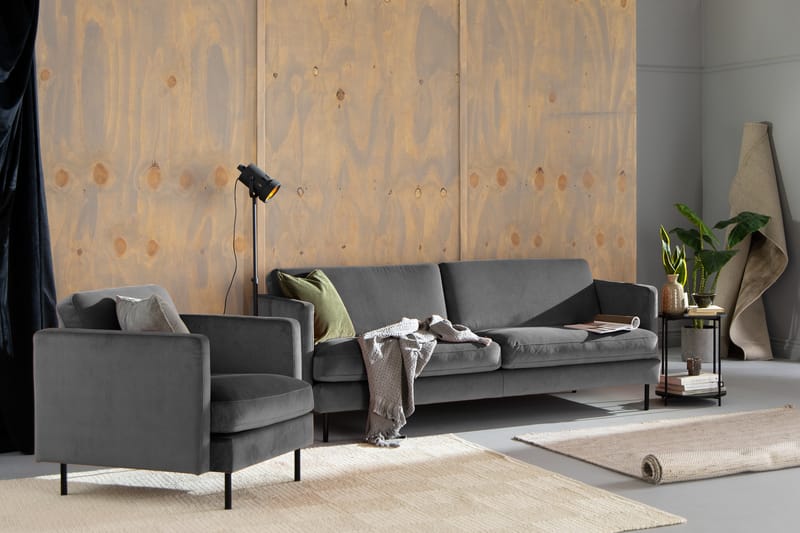 Teodin Fløyelssofa 3-seters - Lysegrå - Fløyel sofaer - Sofa 3 seter