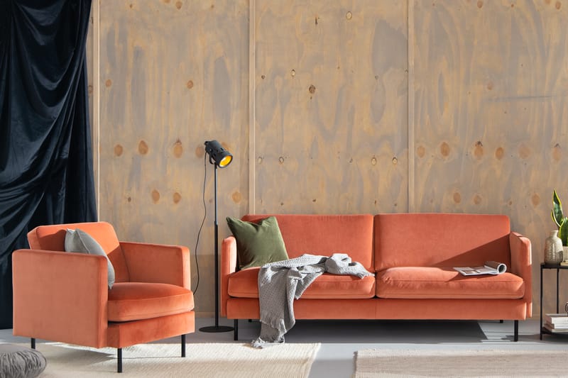 Teodin Fløyelssofa 3-seters - Rosa - Møbler - Sofaer - Fløyel sofaer