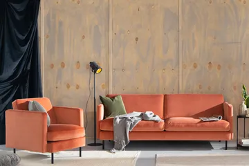 Teodin Fløyelssofa 3-seters - Rosa - Møbler - Sofaer - Fløyel sofaer