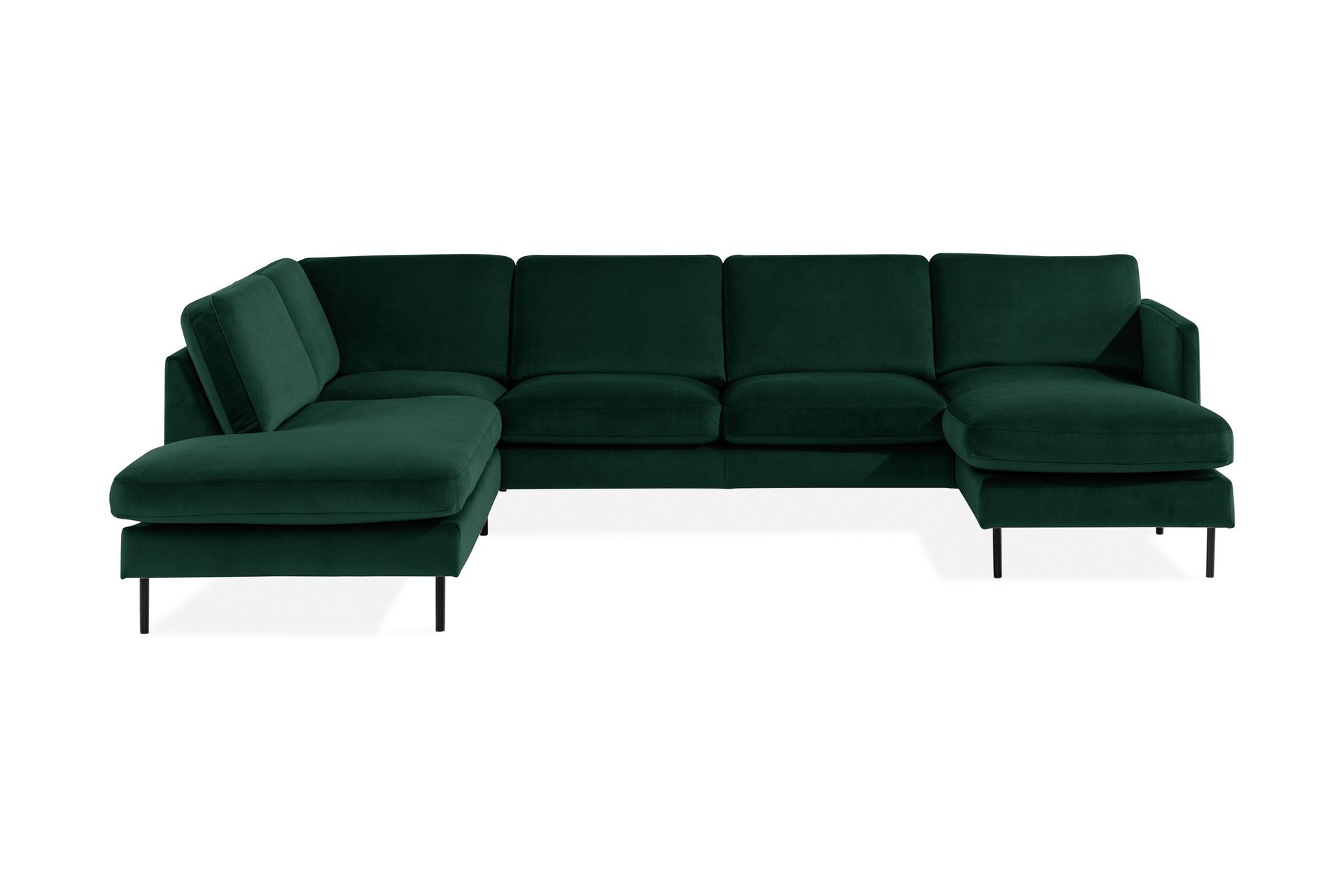 Teodin U-sofa med Divan Fløyel Høyre - Grønn
