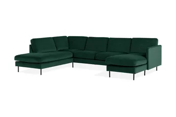 Teodin U-sofa med Divan Fløyel Høyre - Grønn - Møbler - Sofaer - Fløyel sofaer
