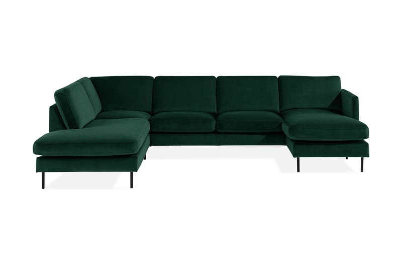 Teodin U-sofa med Divan Fløyel Høyre - Grønn - U-sofa - Fløyel sofaer