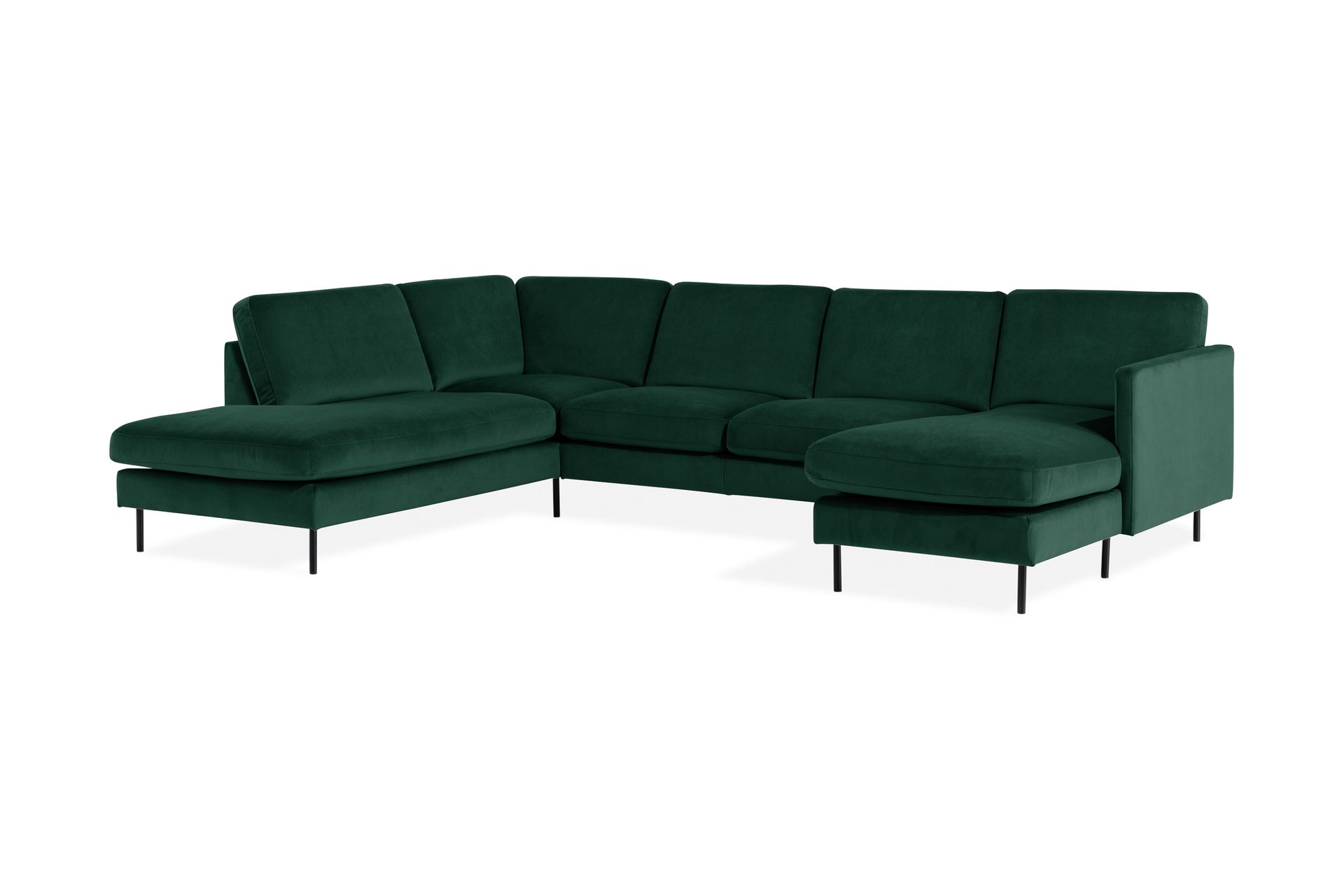 Teodin U-sofa med Divan Fløyel Høyre - Grønn - Møbler - Sofaer - Fløyel sofaer