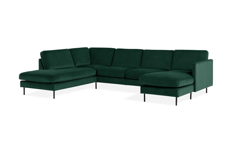 Teodin U-sofa med Divan Fløyel Høyre - Grønn - U-sofa - Fløyel sofaer