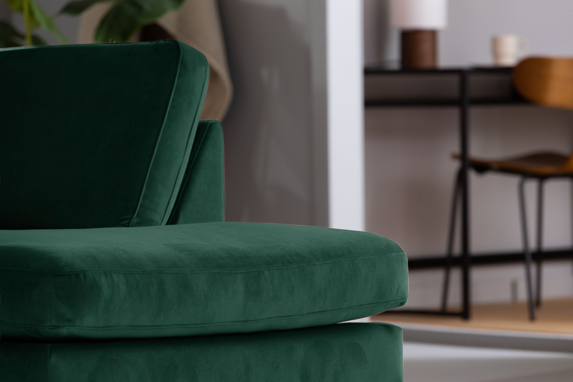 Teodin U-sofa med Divan Fløyel Høyre - Grønn - Møbler - Sofaer - Fløyel sofaer