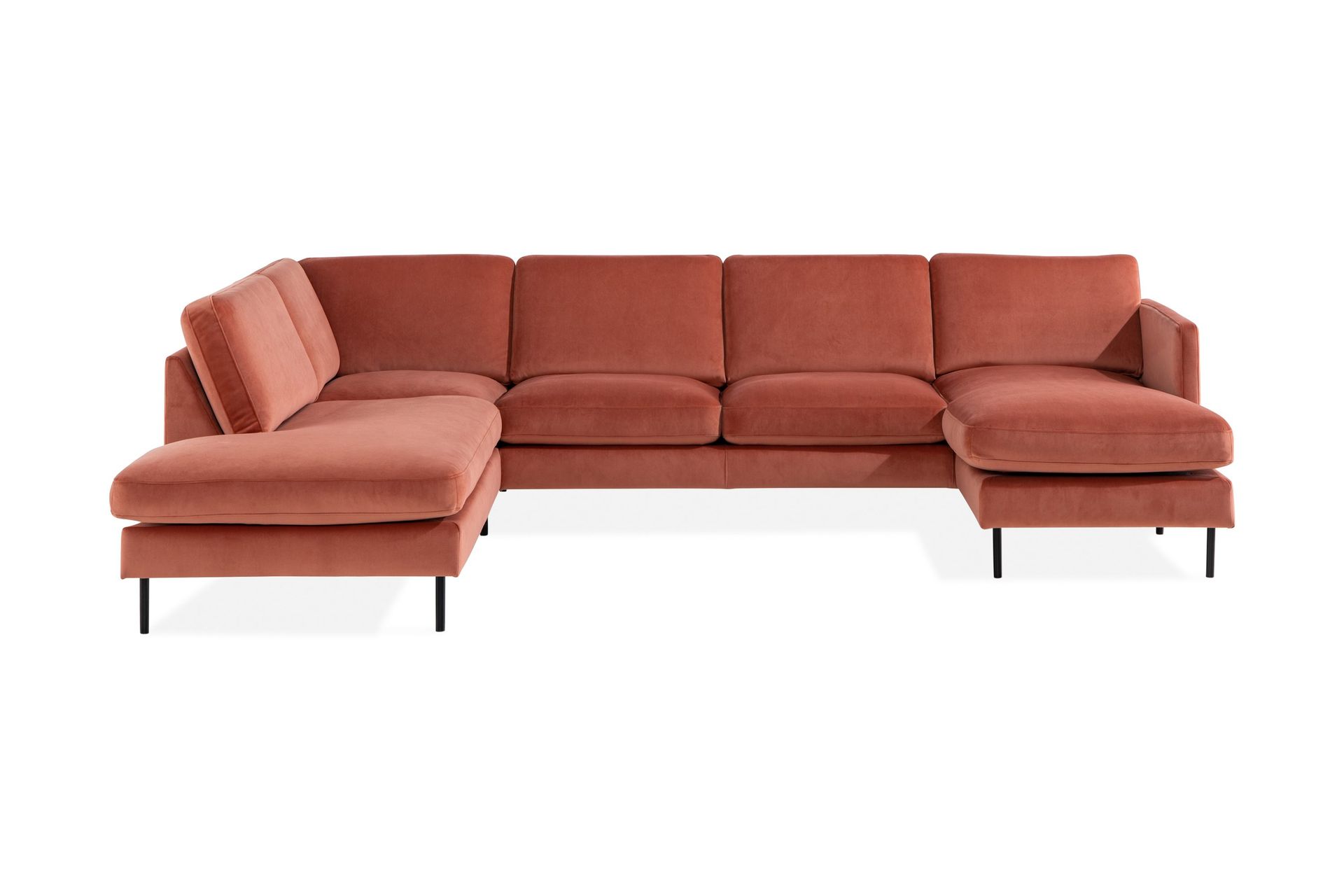 Teodin U-sofa med Divan Fløyel Høyre - Rosa