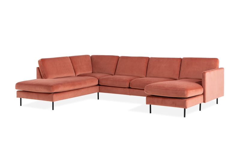 Teodin U-sofa med Divan Fløyel Høyre - Rosa - U-sofa - Fløyel sofaer