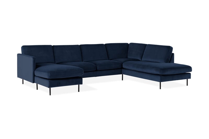 Teodin U-sofa med Divan Fløyel Venstre - Blå - Møbler - Sofaer - Fløyel sofaer