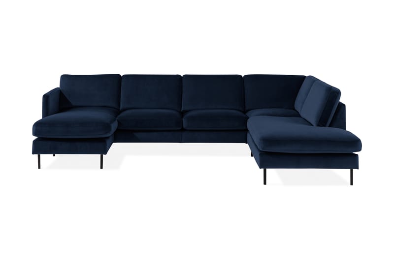 Teodin U-sofa med Divan Fløyel Venstre - Blå - Møbler - Sofaer - Fløyel sofaer