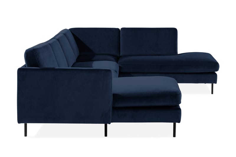 Teodin U-sofa med Divan Fløyel Venstre - Blå - Fløyel sofaer - U-sofa