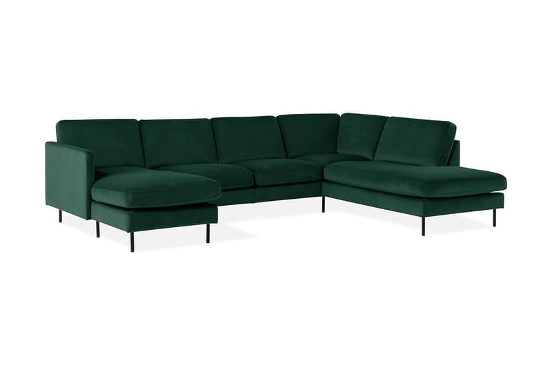 Teodin U-sofa med Divan Fløyel Venstre - Grønn - Møbler - Sofaer - Fløyel sofaer