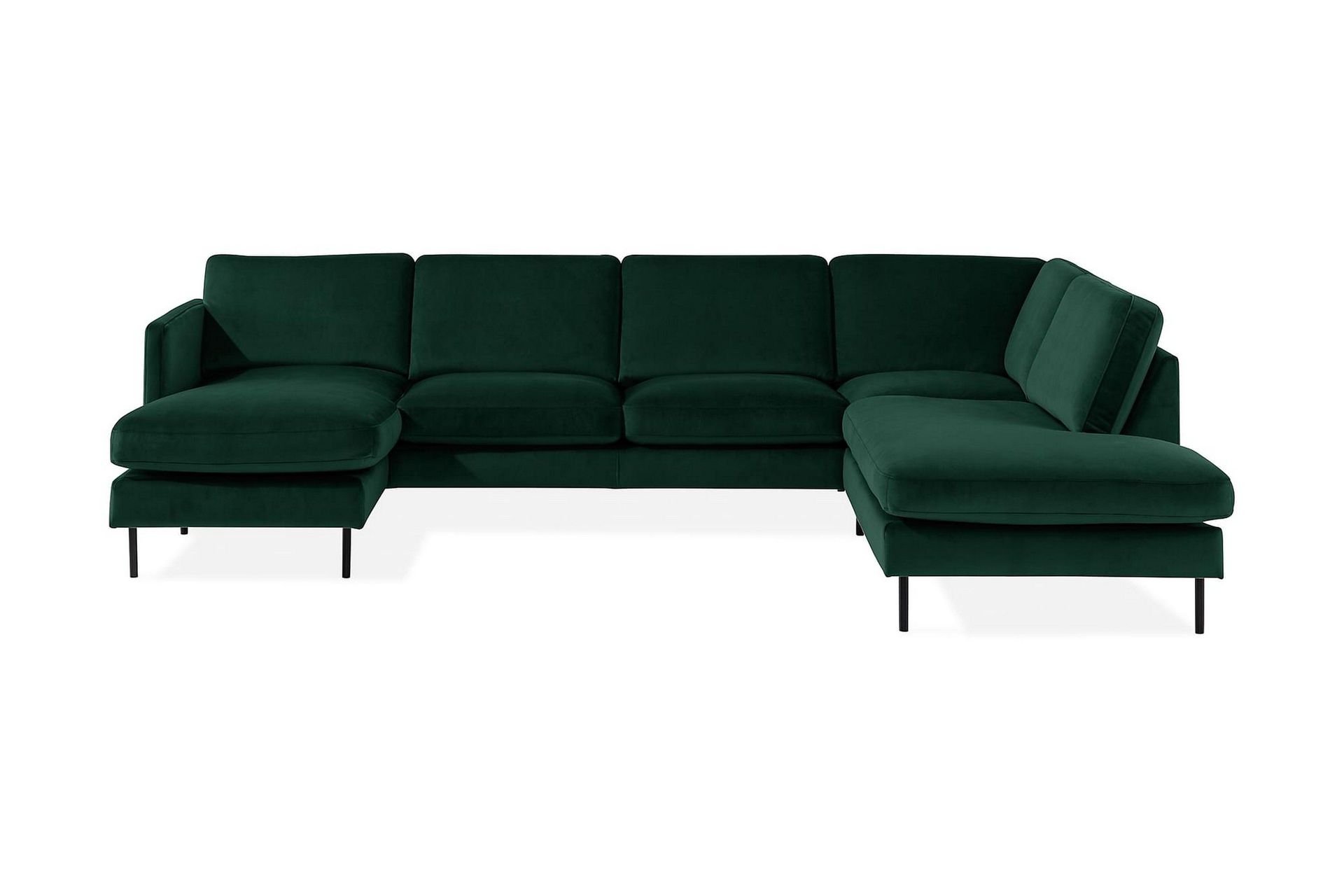 Teodin U-sofa med Divan Fløyel Venstre - Grønn