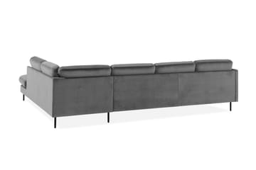 Teodin U-sofa med Divan Fløyel Venstre - Lysegrå - Møbler - Sofaer - Fløyel sofaer