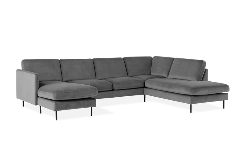 Teodin U-sofa med Divan Fløyel Venstre - Lysegrå - Møbler - Sofaer - Fløyel sofaer