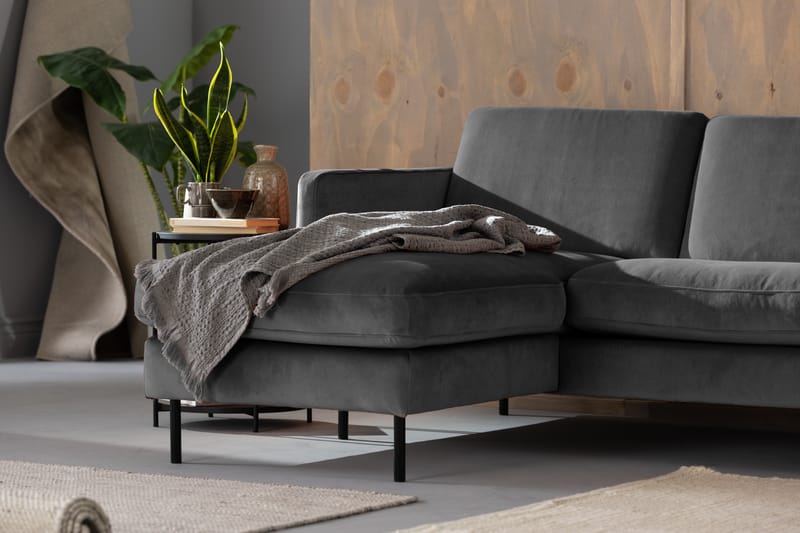 Teodin U-sofa med Divan Fløyel Venstre - Lysegrå - Møbler - Sofaer - Fløyel sofaer
