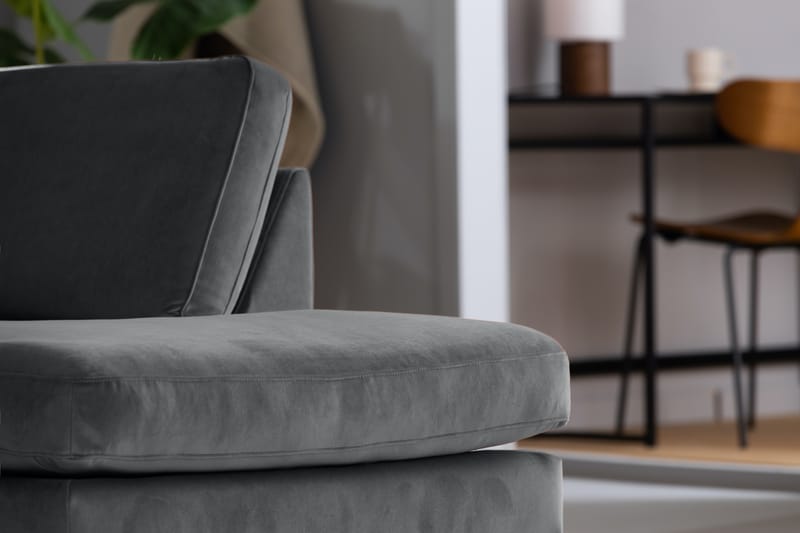 Teodin U-sofa med Divan Fløyel Venstre - Lysegrå - Møbler - Sofaer - Fløyel sofaer