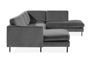 Teodin U-sofa med Divan Fløyel Venstre - Lysegrå - Møbler - Sofaer - Fløyel sofaer
