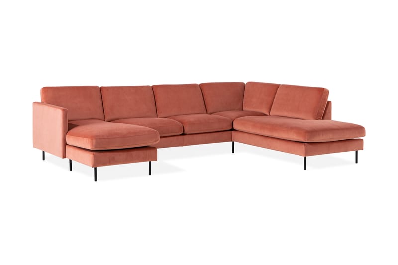 Teodin U-sofa med Divan Fløyel Venstre - Rosa - Møbler - Sofaer - Fløyel sofaer