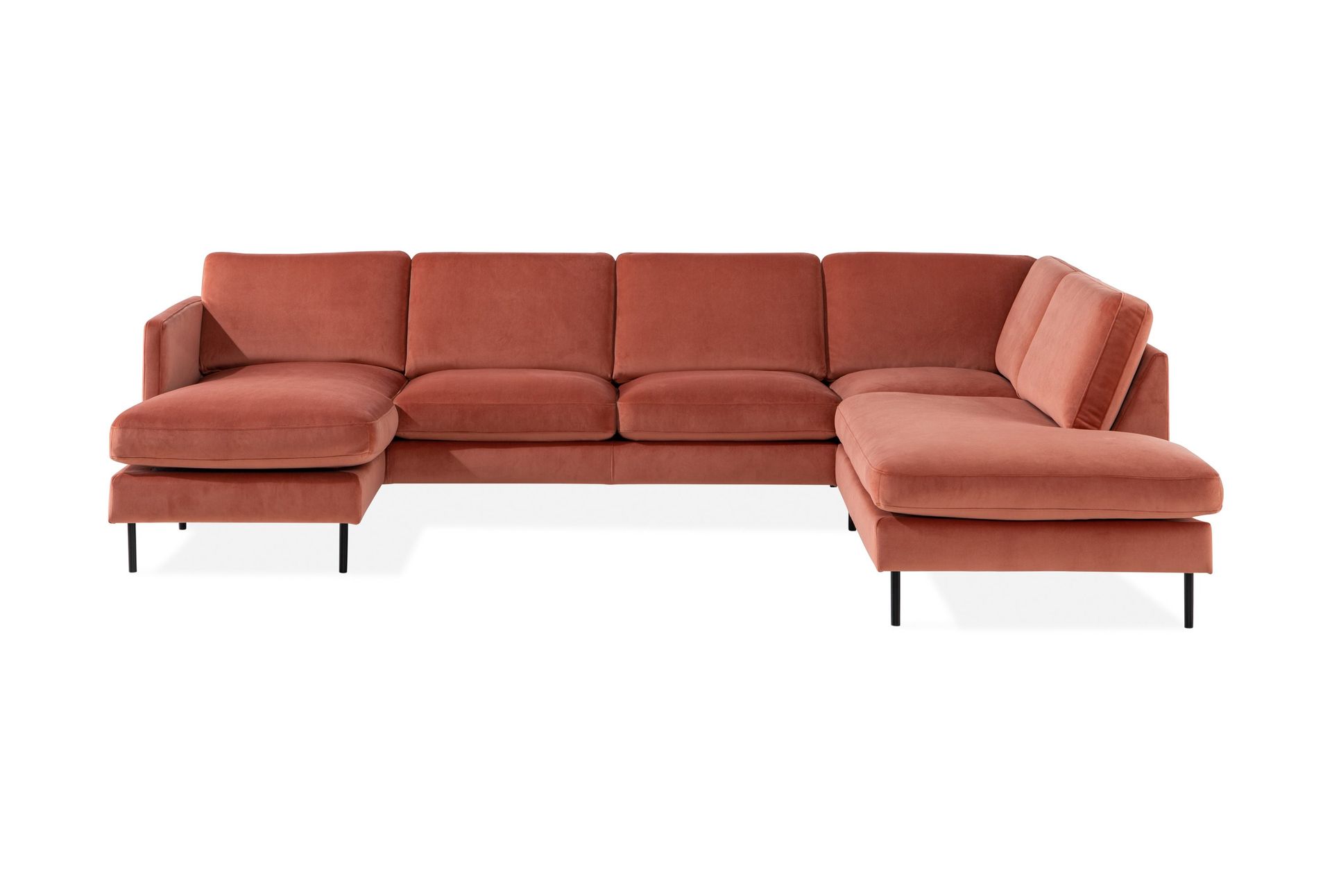 Teodin U-sofa med Divan Fløyel Venstre - Rosa