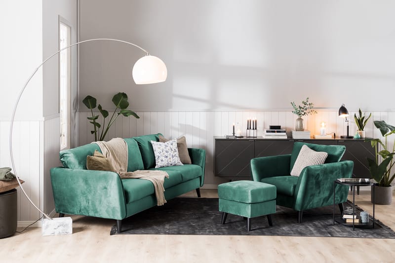 Trend 2-seters Fløyelssofa - Grønn - Møbler - Sofaer - Fløyel sofaer